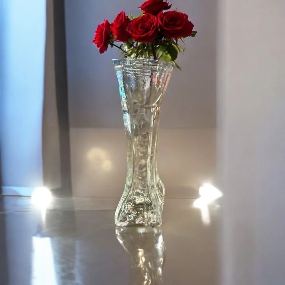 Vintage Clear Art Glass Bud Vase 8 Inches Mid Century Style